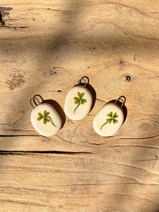 Hand Painted Miniature Clover Pendant