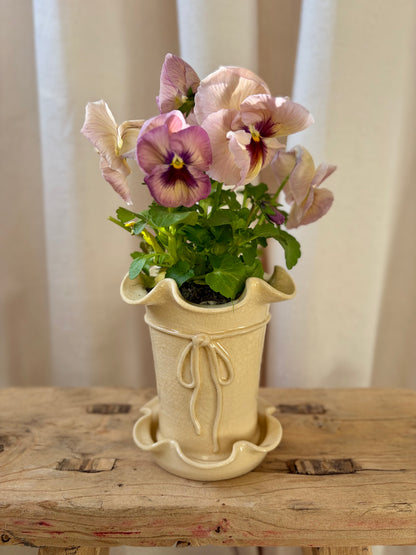Frilly Plant Pot with Bow
