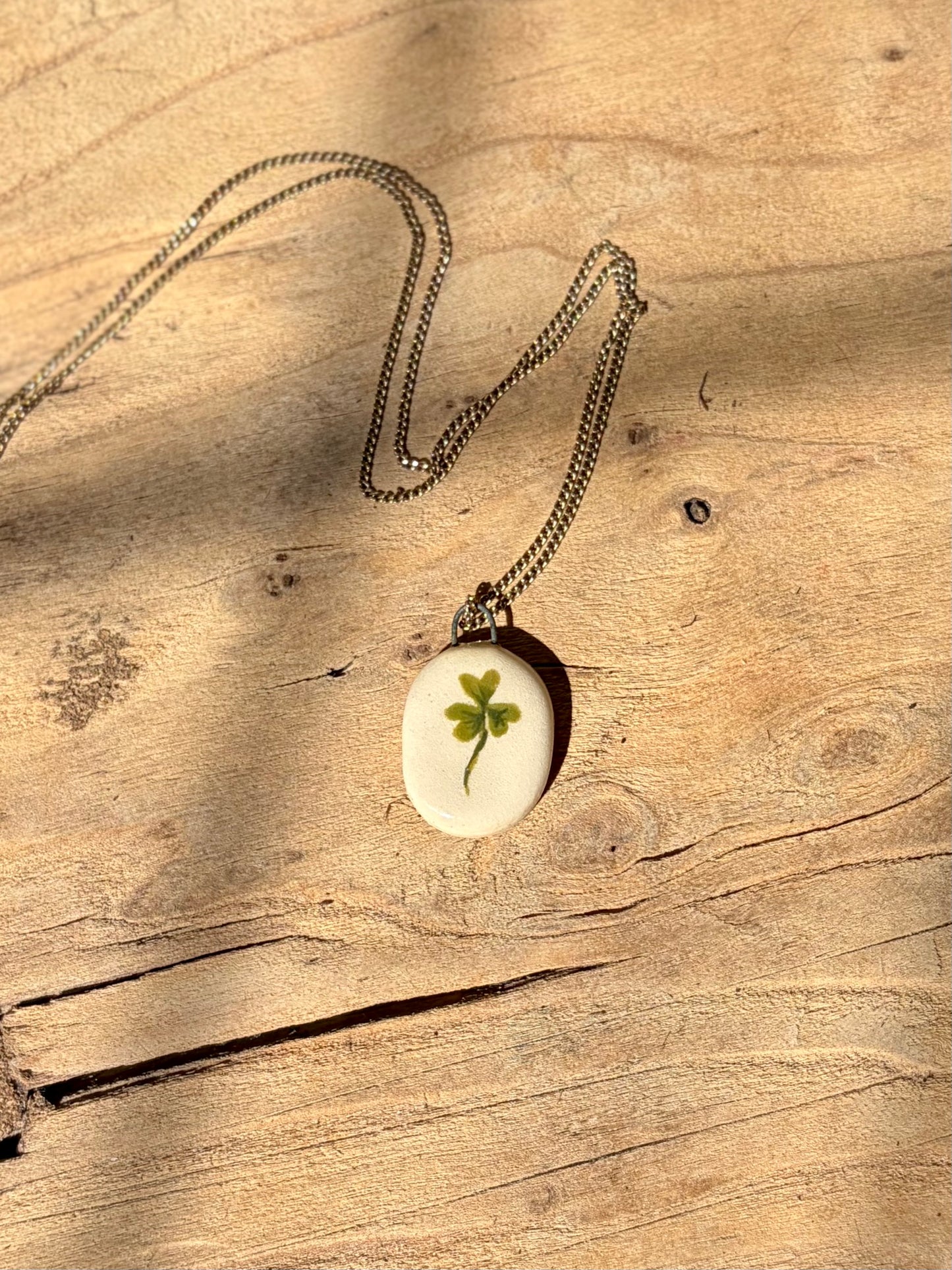 Hand Painted Miniature Clover Pendant