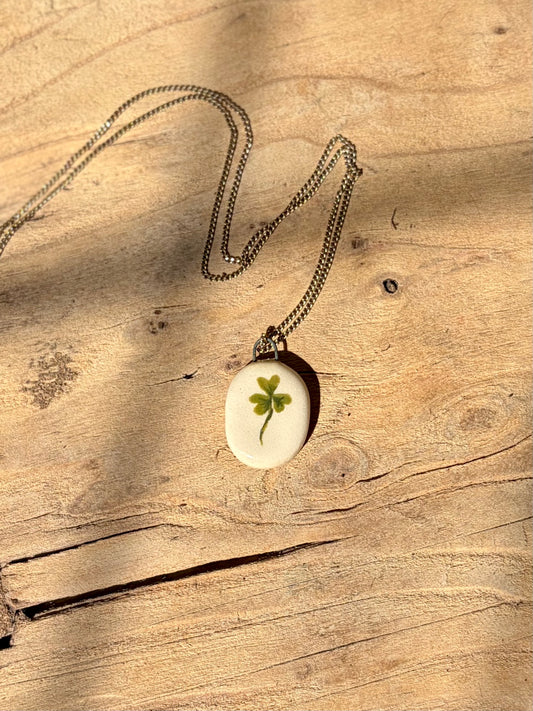 Hand Painted Miniature Clover Pendant