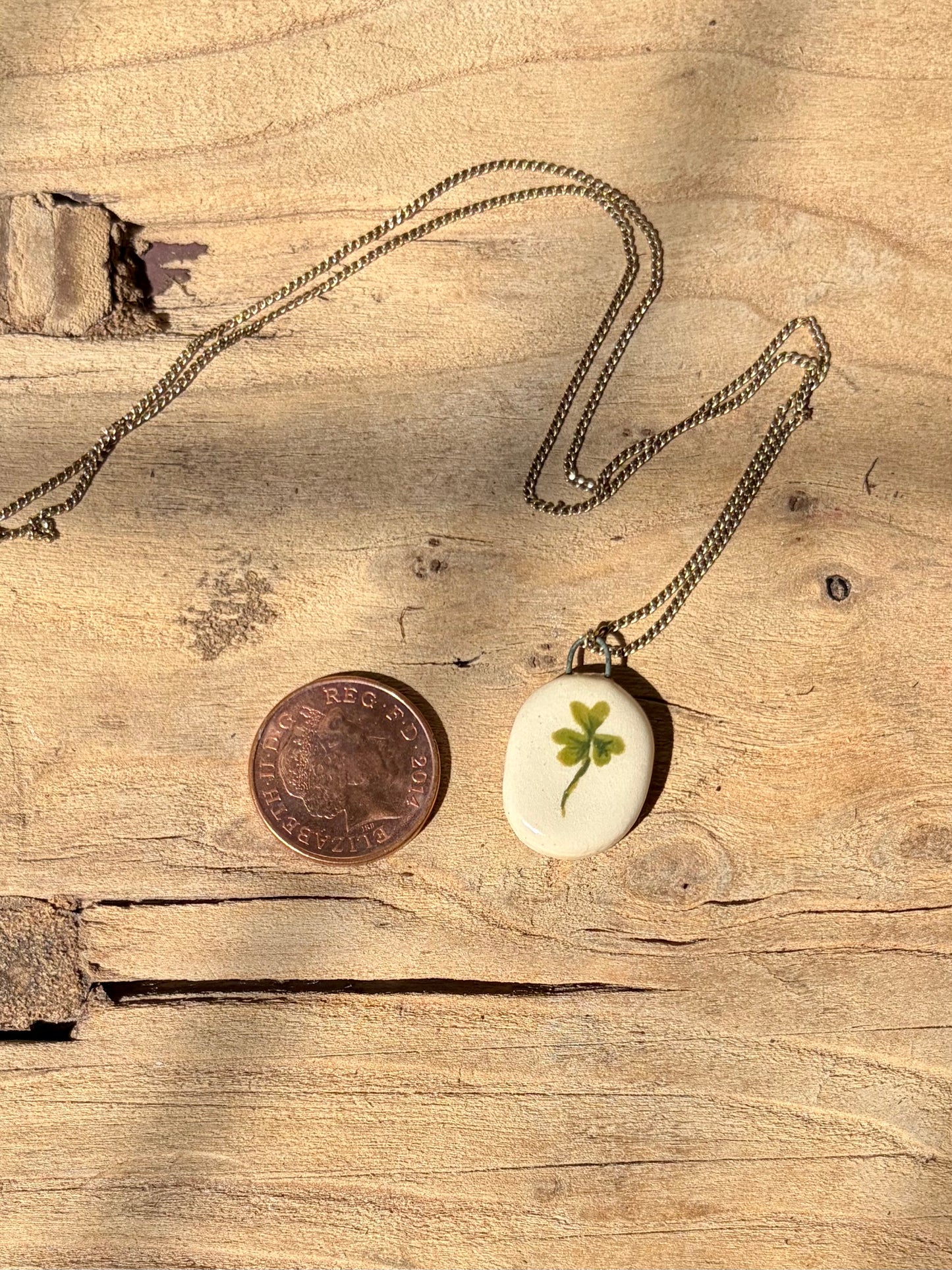 Hand Painted Miniature Clover Pendant