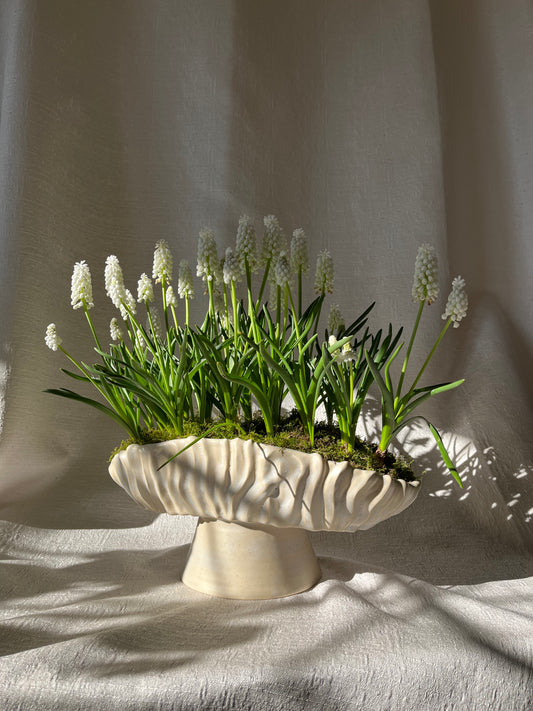 Textured Oval Pedestal Planter - Opal